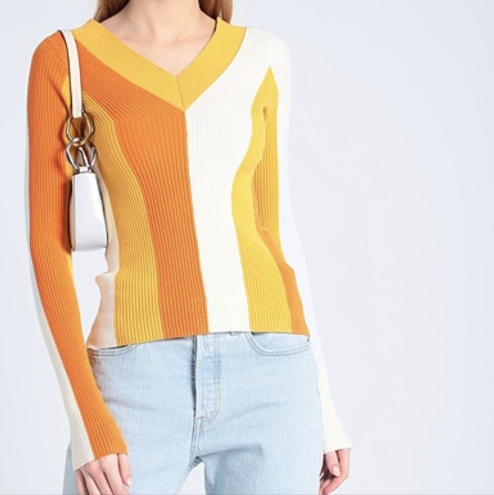 &OS Orang Stripe Color Block Knit Top